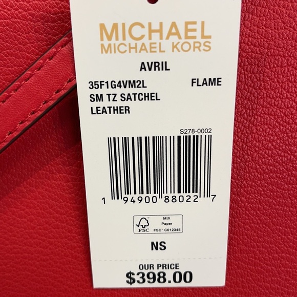 Michael Kors Avril Small Leather Top-Zip Satchel Color Flame - Picture 16 of 16